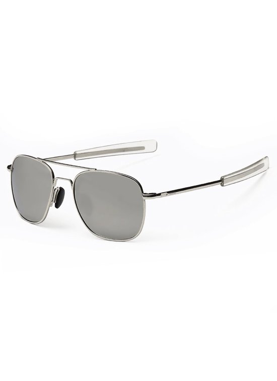 KIMU Zonnebril Pilotenbril American Heren - Zilver Montuur - Zilveren Spiegelglazen - Optical Legend Colonel Caravan Carnaval van Merkloos