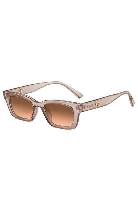 KIMU Zonnebril Rechthoekig IKO - Taupe Transparant Montuur - Bruine Gradient Glazen - Dames Heren Retro Kunststof Vintage Y2K Nineties Beige Festival van KIMU