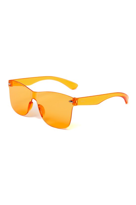 KIMU Zonnebril Way Farer - Zonder Montuur - Oranje Glazen - Retro Kunststof Vintage Montuurloos EK WK Holland Nederland Koningsdag Festival van KIMU