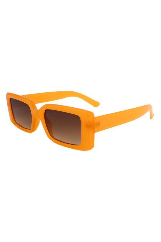KIMU Zonnebril Y2K Rechthoek - Oranje Montuur - Bruine Gradient Glazen - Volwassenen Koningsdag Nederland Holland WK EK Olympische Spelen Koningsdag van Merkloos