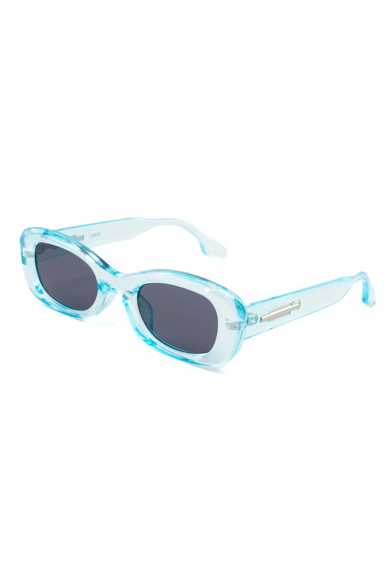 KIMU Zonnebril Y2K Rond Cat Eye - Blauw Montuur - Donkergrijze Glazen - Dames Kunststof Vintage Smal 90's Smalle Retro Ronde Cateye Influencer Festival van Merkloos