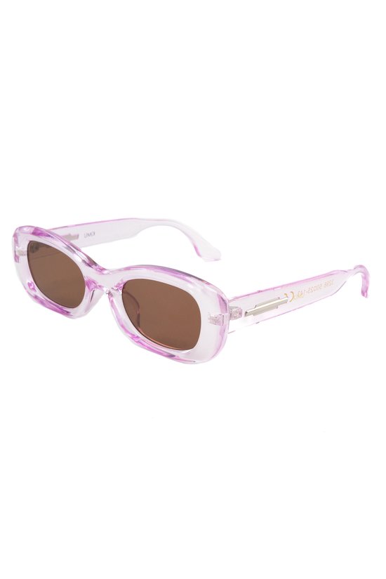 KIMU Zonnebril Y2K Rond Cat Eye - Lila Montuur - Bruine Glazen - Dames Kunststof Vintage Smal 90's Smalle Retro Ronde Cateye Influencer Festival van KIMU