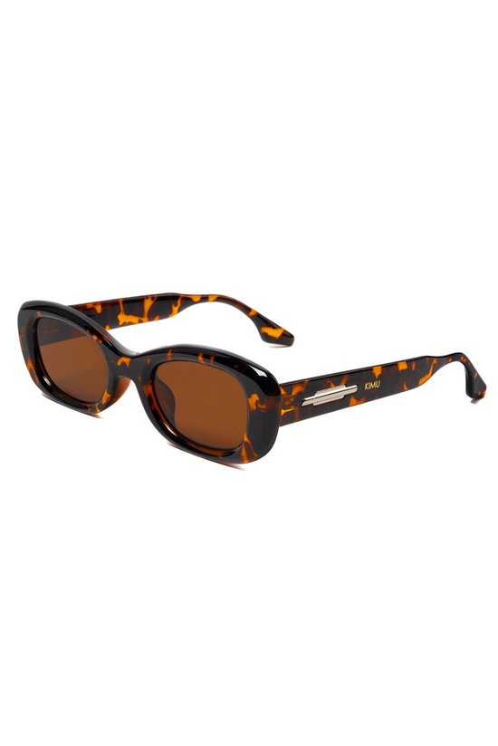 KIMU Zonnebril Y2K Rond Cat Eye - Tortoise Bruin Montuur - Bruine Glazen - Dames Kunststof Vintage Smal Smalle Retro Ronde Cateye Influencer Festival van KIMU
