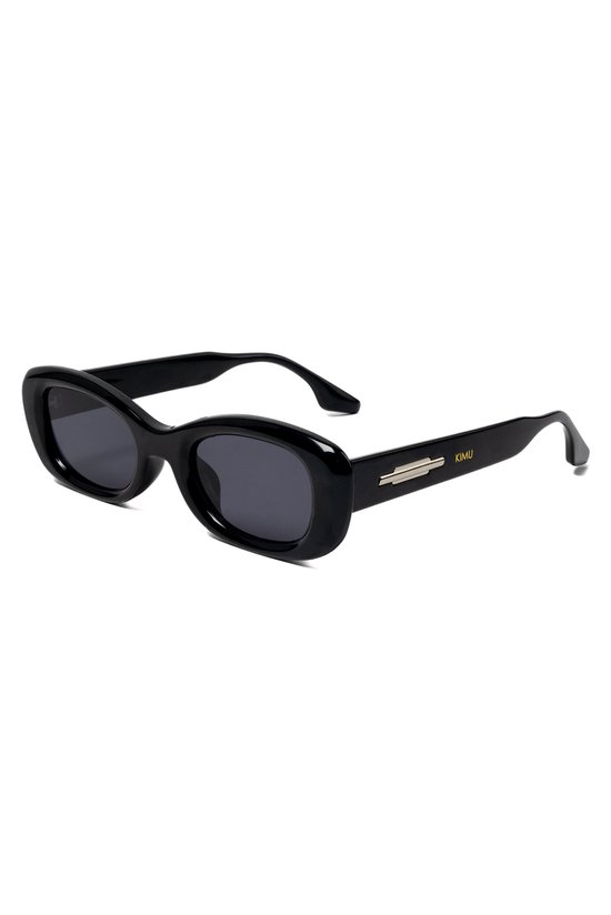 KIMU Zonnebril Y2K Rond Cat Eye - Zwart Montuur - Zwarte Glazen - Dames Kunststof Vintage Smal 90's Smalle Retro Ronde Cateye Influencer Festival van KIMU