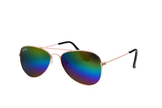 Kinder Piloten Zonnebril - Bronskleurig montuur, regenboog glazen. van Bibi & Tina