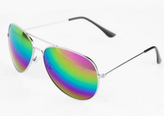 Kinder Pilotenbril - regenboog op Zilver van Babiators