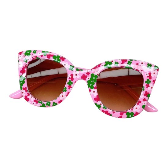 Kinder Zonnebril - Bloem Roze/Groen | Kunststof | Fashion Favorite van Merkloos