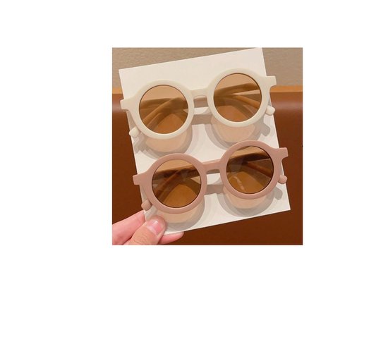 Kinder Zonnebril - Bril - Kind - Baby - 2 stuks - Taupe - Off-White / Wit - Vanaf 2 jaar - 6 jaar - UV beschermend - Opklapbaar - Kinderzonnebril - Zonnebrillen - DH Collection van Merkloos
