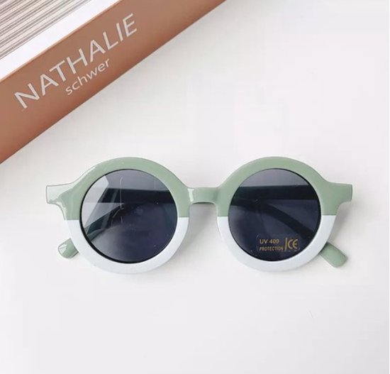 Kinder Zonnebril - Bril - Kind - Baby | Groen - Wit - Helft | Vanaf 2 jaar - 6 jaar | UV beschermend - Opklapbaar | Kinderzonnebril – Zonnebrillen | DH Collection van Merkloos