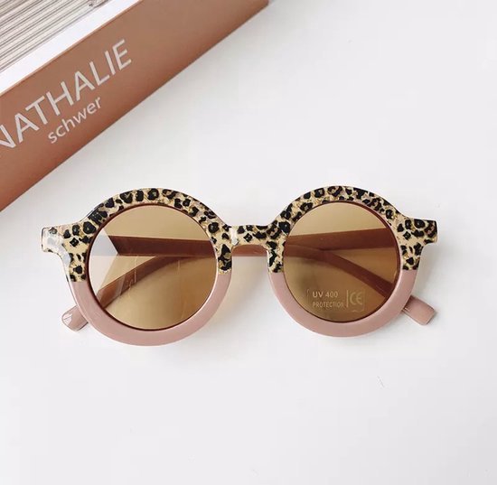 Kinder Zonnebril - Bril - Kind - Baby - Taupe - Panter print - Leopard - Helft - Vanaf 2 jaar - 6 jaar - UV beschermend - Opklapbaar - Kinderzonnebril - Zonnebrillen - DH Collection van Merkloos