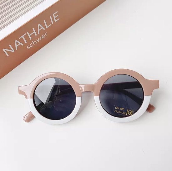 Kinder Zonnebril - Bril - Kind - Baby | Taupe – Wit - Helft | Vanaf 2 jaar - 6 jaar | UV beschermend - Opklapbaar | Kinderzonnebril – Zonnebrillen | DH Collection van Merkloos