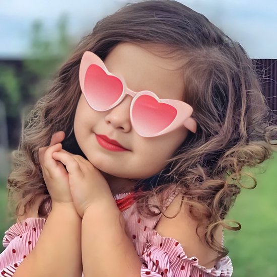 Kinder zonnebril - Kinder zonnebril meisjes - 1 tot 8 jaar - Roze Hartje van Merkloos