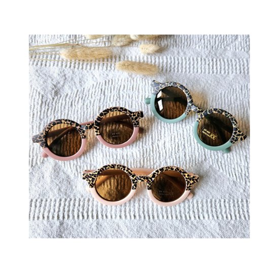 Kinder zonnebril merk Rammelaartje oudroze/luipaard van Merkloos