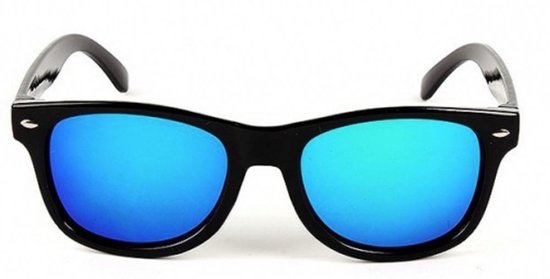 Kinder Zonnebril - Peuter Zonnebril - Jongen - Meisje - Zwart - Blauw Spiegelglazen - UV400 Bescherming - 2 t/m 6 jaar van Merkloos