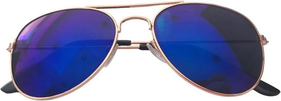 Kinder Zonnebril Pilotenstijl - Vintage Gouden Montuur met Paars Blauwe Glazen van Kinder