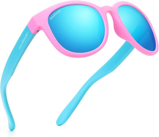 Kinder Zonnebril - Polarized Bril - Buiten Spelen - Flexibel TPEE Frame - Leeftijd 5-13 - Roze Blauw