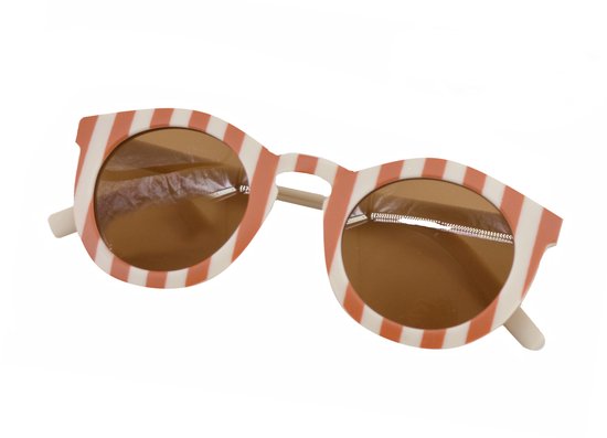 Kinder Zonnebril - Streep Bruin/Crème | UV400 | Kunststof | Fashion Favorite van Merkloos