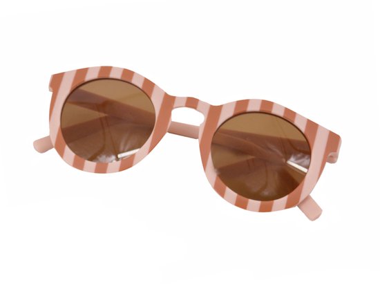 Kinder Zonnebril - Streep Bruin/Roze | UV400 | Kunststof | Fashion Favorite van Merkloos