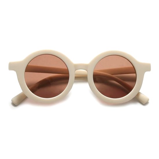 Kinder Zonnebril - UV400 - Rond - Retro - Vintage - Creme - 2-6 jaar - Kinderzonnebril