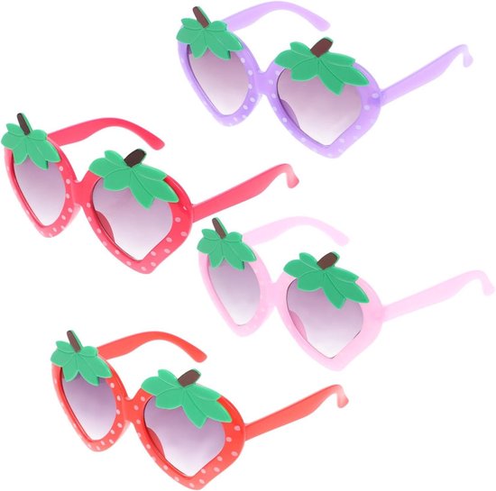 Kinder Zonnebrillen - Fruit Bril - Feest Accessoire - Unieke Vormgeving - 4 Paar - Multi
