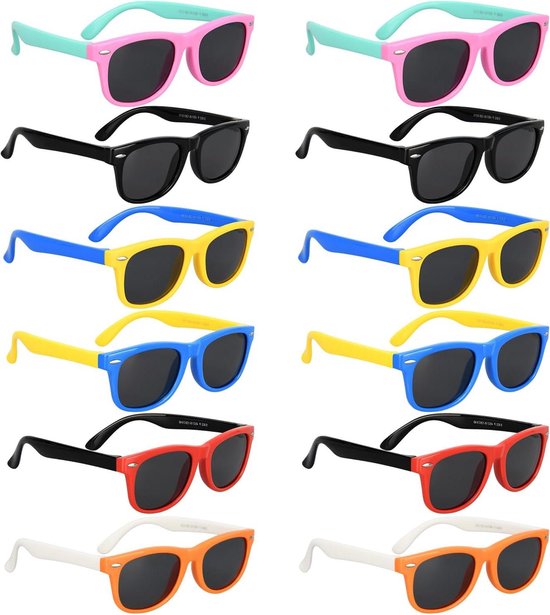 Kinderen Zonnebril - Peuter Bril - Ogen Beschermen - Gepolariseerde Lens - 12 Stuks - Assorti