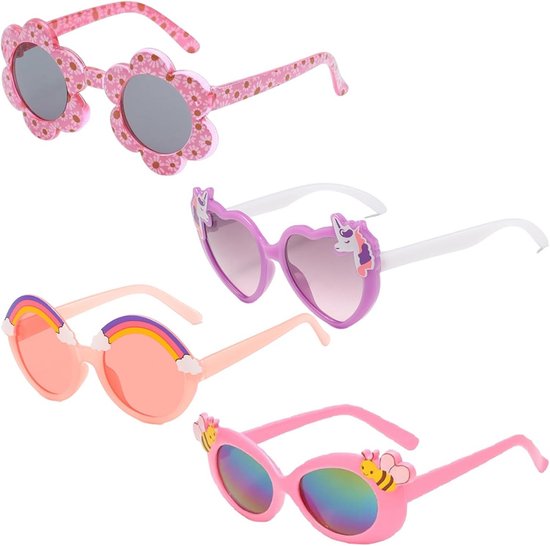 Kinderzonnebril 3 jaar - Pack 4 stuks lichte robuuste UV-bescherming voor dagelijks gebruik outdoor activiteiten van Merkloos