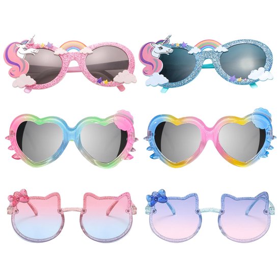 Kinderzonnebril Hart Bloemen Grappige Bril Schattige Eenhoorn Bij Bril UV400 Zonnebril Jongens Meisjes Blauw One Size van Merkloos