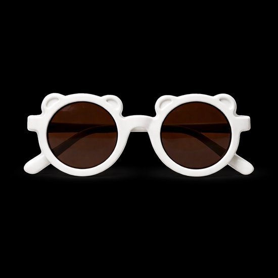 Kinderzonnebril met Berenoortjes – Rond – UV Bescherming – Flexibel – 0-6 Jaar – Wit van Merkloos