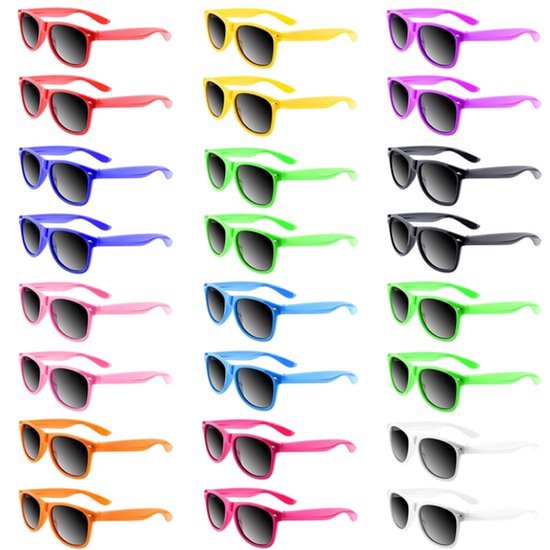 Kinderzonnebril - Neon Party Goody Bag - 24 Stuks - Kleurrijke Bulk Zonnebrillen - Perfect voor Strand en Verjaardagsfeest - Voor Kinderen