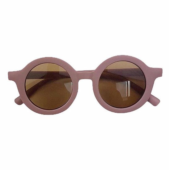Kinderzonnebril - nieuw 2026 - rond model - UV400 protectie - Dark Pink - Oud Roze - Donker Roze - Bruine lens - 2 tot 6 jaar - Kinderen - Baby en Peuter - sunglasses - nieuwste kleuren 2026 van Merkloos