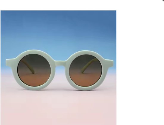 Kinderzonnebril - nieuw 2026 - rond model - UV400 protectie - Licht Blauw - Bruine lens - 2 tot 6 jaar - Meisje - Jongen - Kinderen - Baby en Peuter - sunglasses - hippe kleur 2026 van Merkloos