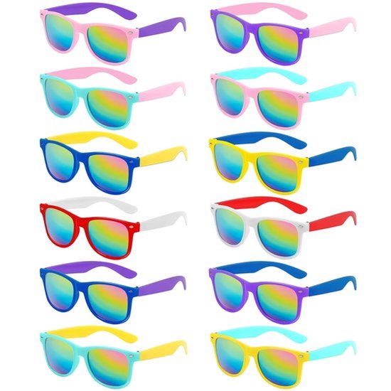 Kinderzonnebrillen UV400-bescherming - 12 Stuks - Neonkleuren - Feestaccessoires - Grappige Partyzonnebrillen - Creatief Speelgoed - Feestzonnebrillen