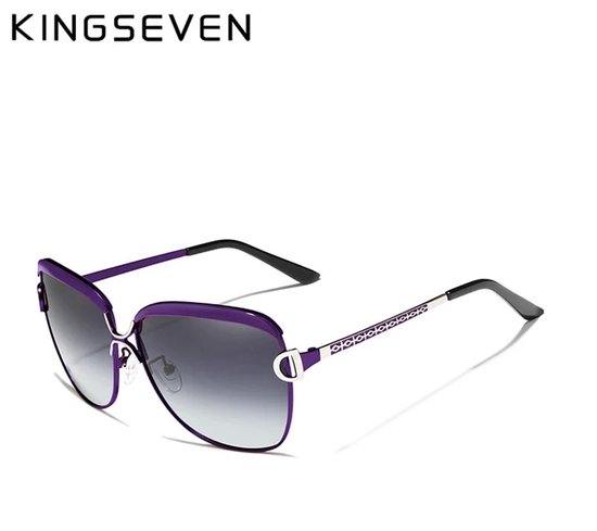 KINGSEVEN 7018 Dames Zonnebril -Vierkant model - Elegant Metallic Paars Frame met Verloopglazen van Merkloos