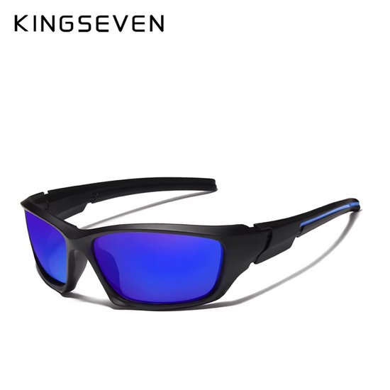 KINGSEVEN 768 Unisex Zonnebril - Wraparound model - Sportdesign met Blauwe Lenzen van Merkloos