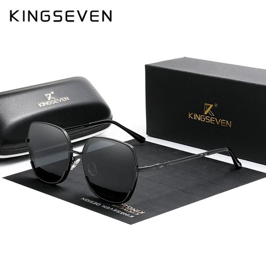 KINGSEVEN 7822 Dames Zonnebril - Rond model - Zwarte Lenzen & Luxe Verpakking van Merkloos