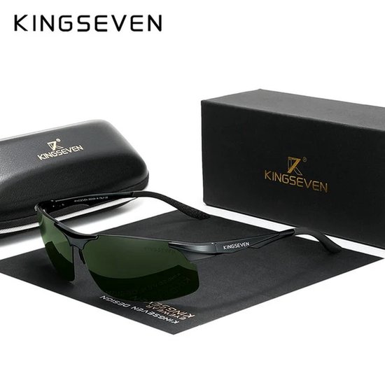 KINGSEVEN 9126 Sportzonnebril - Zwart Frame met Donkere Lenzen & Luxe Verpakking van Kingseven