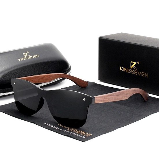 KingSeven - Black Oculos Bamboo UV400 en Polarisatie Filter van Kingseven