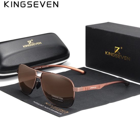 KingSeven Brownstar - Pilotenbril met UV400 en polarisatie filter - Z188 van Kingseven