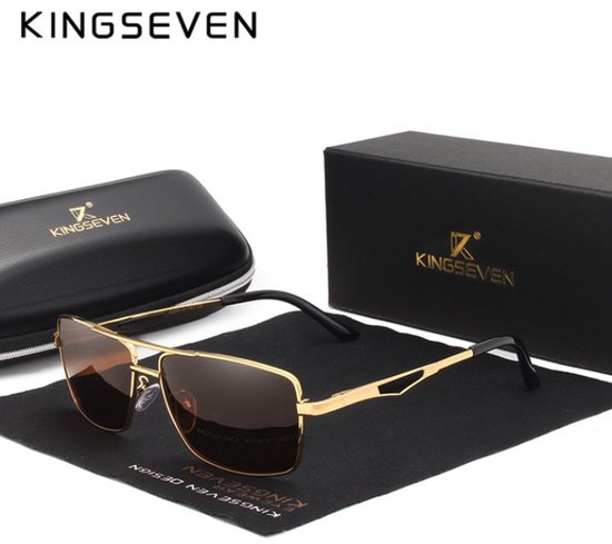 KingSeven Brownstar - Pilotenbril met UV400 en polarisatie filter - Z199 van Kingseven