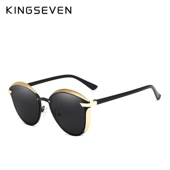 Kingseven Cat Eye - Zonnebril met UV400 en Polarisatie Filter - Cateye - Goud Zwart Montuur van Kingseven