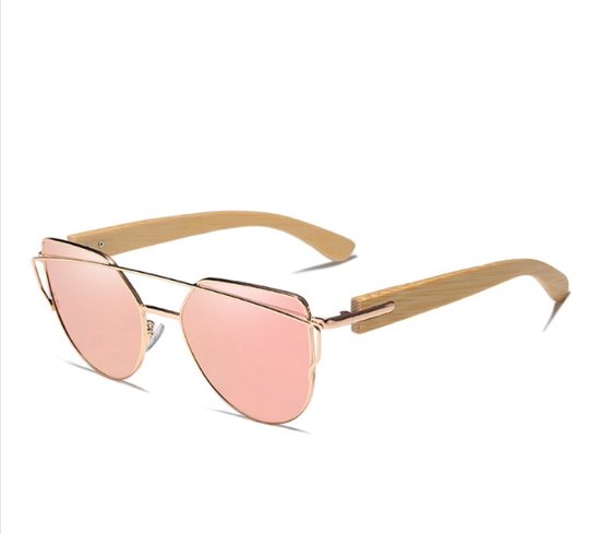 Kingseven Cat Eye Zonnebril - UV400 - Gepolariseerd - Bamboo - Bruin - Pinkstar - Z1006 van Kingseven