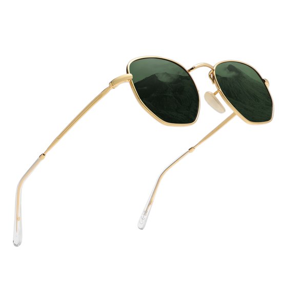 KINGSEVEN Dames Zonnebril UV400 - Goude pootjes met groene spiegelglazen - Gepolariseerd - N7117