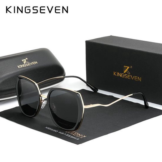 Kingseven Diva - Elegante Dames zonnebril met UV400 en polarisatie filter - Goudkleurig afgewerkt van Kingseven