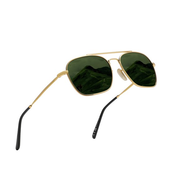 KINGSEVEN Heren en Dames Zonnebril UV400 - Zwarte pootjes met groene spiegelglazen - Gepolariseerd - N7118