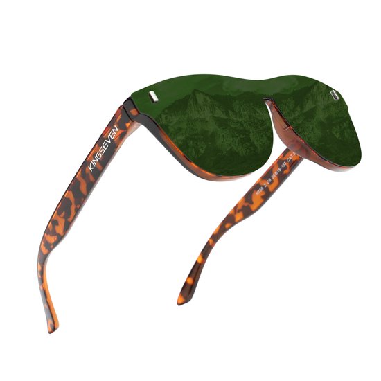 KINGSEVEN Heren Zonnebril - Luipaard Pootjes met Groene Spiegelglazen - N756 van Kingseven