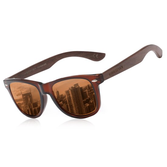 KINGSEVEN Heren Zonnebril UV400 - Bruine pootjes met bruine spiegelglazen - Gepolariseerd - N5520