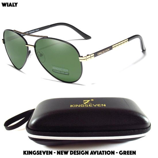KingSeven - New Design Aviation Green - Aluminium piloten zonnebril met gepolariseerde UV400 glazen - Z93 van Kingseven
