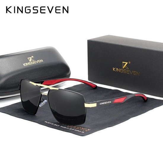 Kingseven Offroad - Stoere Mannen Zonnebril met UV400 en polarisatie filter - Goud Grijs montuur van Kingseven