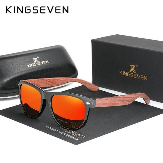 KingSeven - Orange Wayfayer Bamboo UV400 en Polarisatie filter van Kingseven