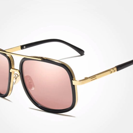 Kingseven Rechthoekig Zonnebril - UV400 - Gepolariseerd - Goudkleurig - Pinkstar - Z1724 van Merkloos